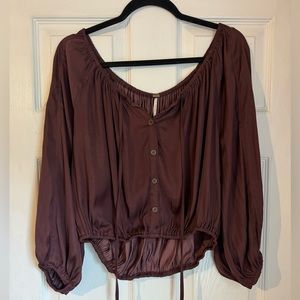 Flowy silky Free people top, slightly cropped, size M